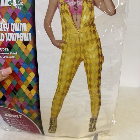 Harley Quinn Jumpsuit Birds of Prey Spirit Halloween Small Yellow Costume - Picture 4 of 6